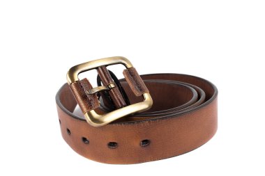 Şık erkek deri kemer beyaz arka plan üzerinde