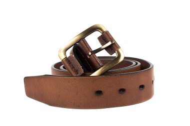 Şık erkek deri kemer beyaz arka plan üzerinde