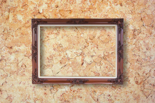 Moldura de madeira clássica na textura de mármore . — Fotografia de Stock