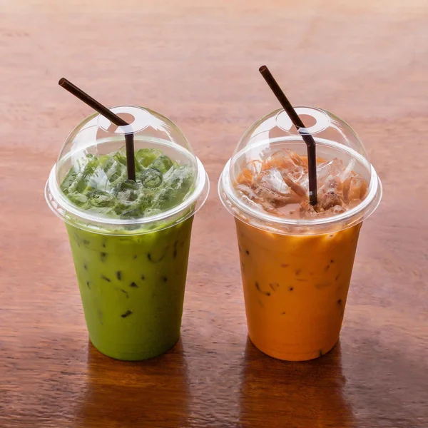 Iced Green tea and milk — Stock Photo, Image