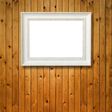 Antika ahşap arka plan üzerinde boş çerçeve.