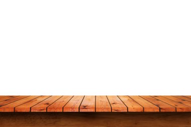 Boş tablosunun üst kısmındaki ahşap beyaz arka plan üzerinde. 