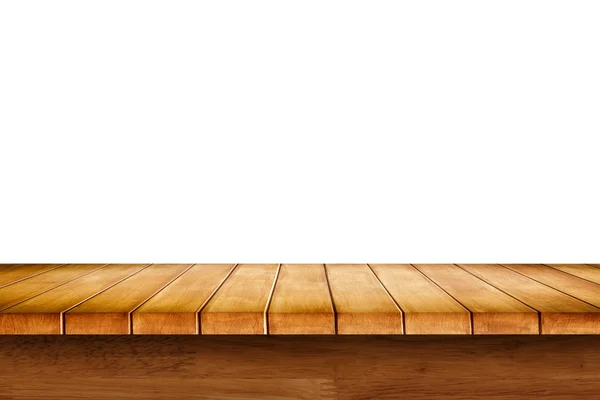 Empty top of wooden table isolated on white background. — Stock Photo, Image