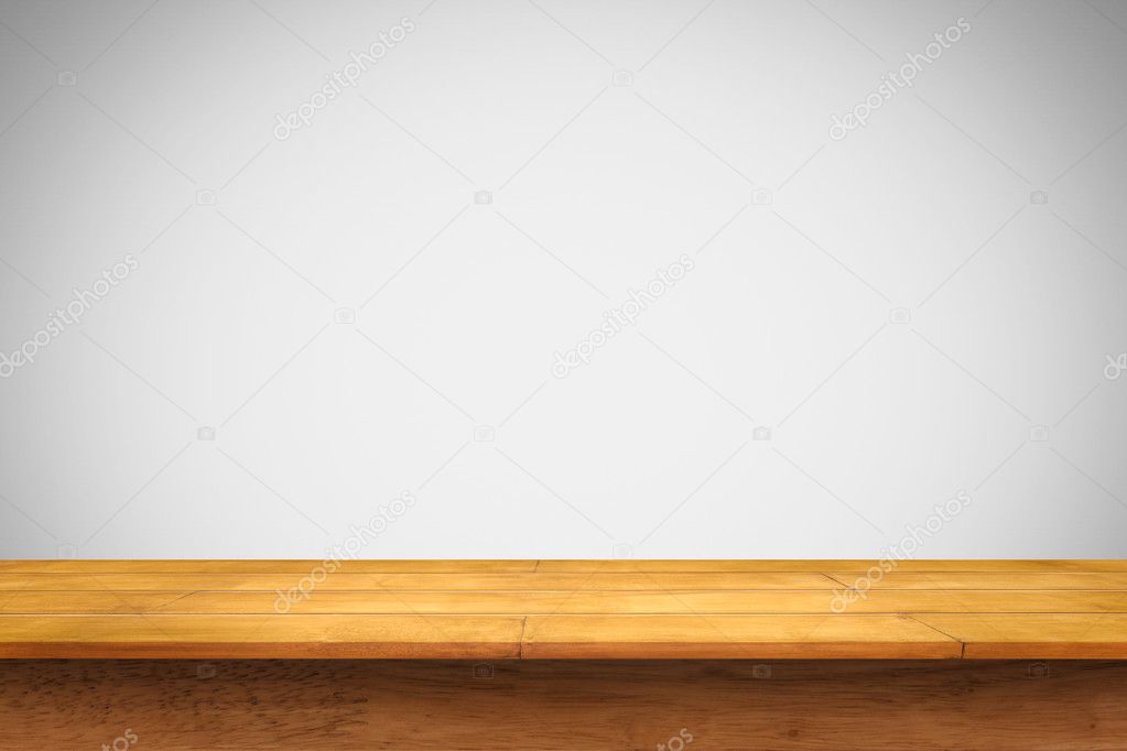Empty Top Of Wooden Table On White Background Stock Photo Image By C Jpkirakun