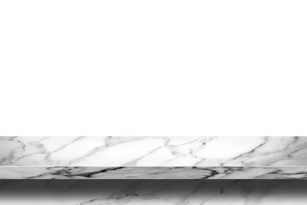 흰색 배경에 고립 된 빈 대리석 테이블. — 스톡 사진