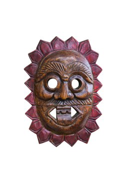 Ahşap maske üzerinde beyaz izole