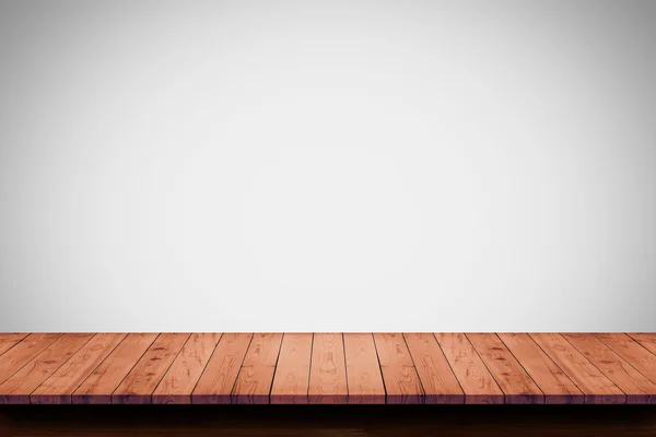 Empty top of wooden table on white background. — Stock Photo, Image