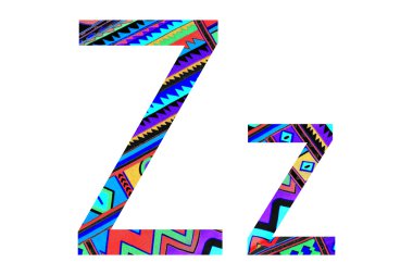 Kumaş dokulu İngilizce alfabe.