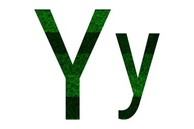 Yeşil çim dokusu ile İngilizce alfabe.