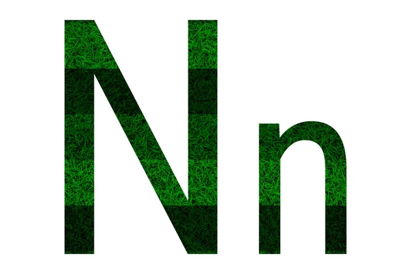 English alphabet with green grass texture. — Stock Photo, Image