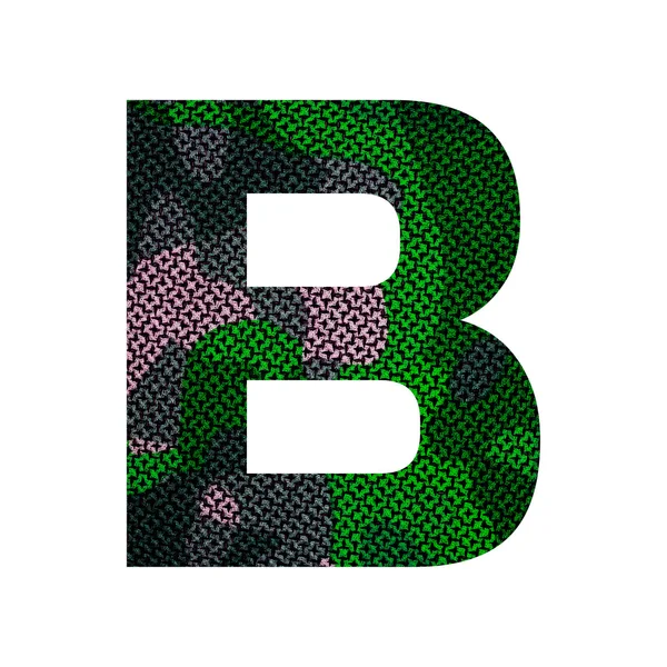 Alphabet anglais avec texture de tissu vert . — Photo