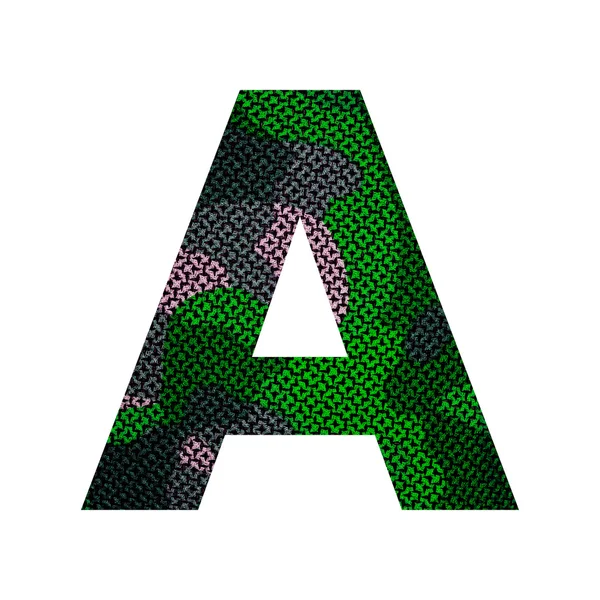 Alphabet anglais avec texture de tissu vert . — Photo