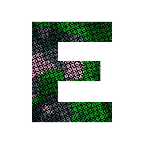 Alfabeto inglés con textura de tela verde . —  Fotos de Stock