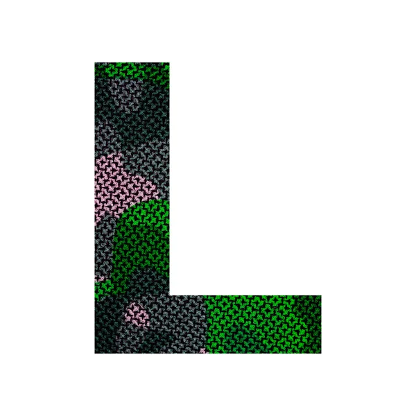 Alphabet anglais avec texture de tissu vert . — Photo