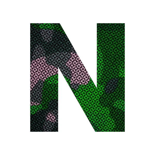 Alphabet anglais avec texture de tissu vert . — Photo