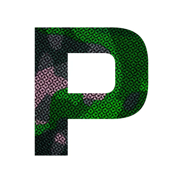 Alphabet anglais avec texture de tissu vert . — Photo