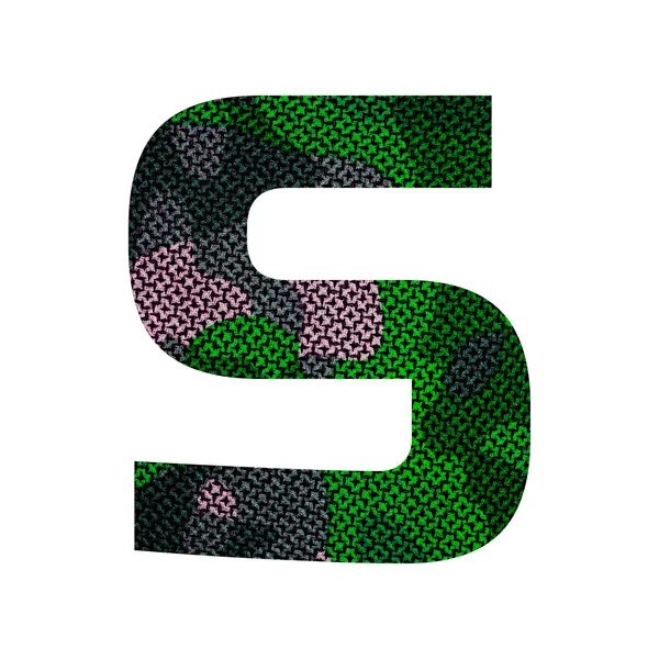 Alfabeto inglês com textura de tecido verde . — Fotografia de Stock