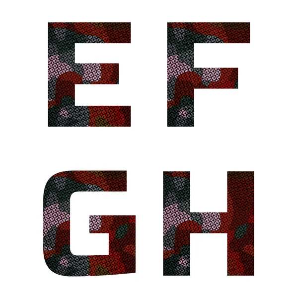 Αγγλικό αλφάβητο με κόκκινο και μαύρο ύφασμα υφή. — Φωτογραφία Αρχείου