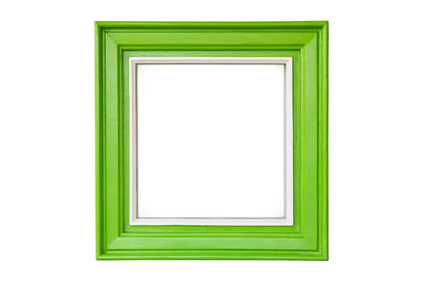 Green wood frame on white background. — Stock Photo, Image