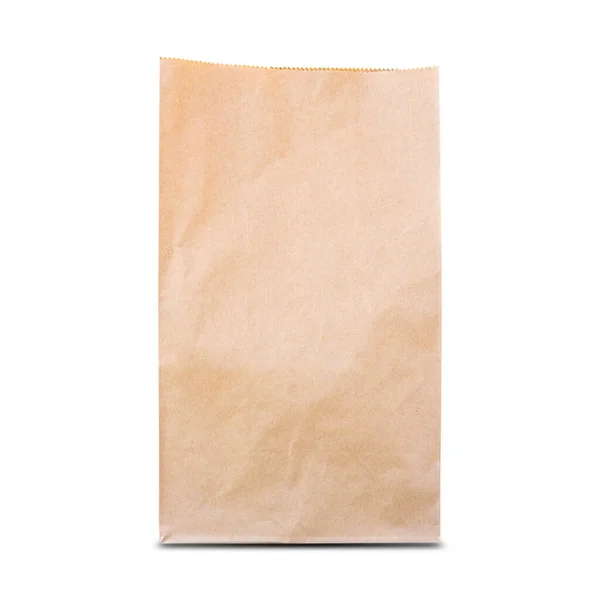 Sacchetto Carta Marrone Isolato Sfondo Bianco — Foto Stock