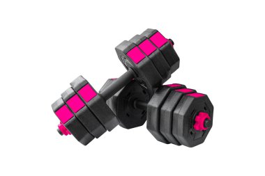 Beyaz arkaplanda iki siyah dambıl var..