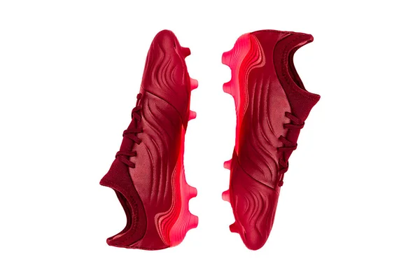 Nouvelle Chaussure Football Rouge Isolée Sur Fond Blanc — Photo