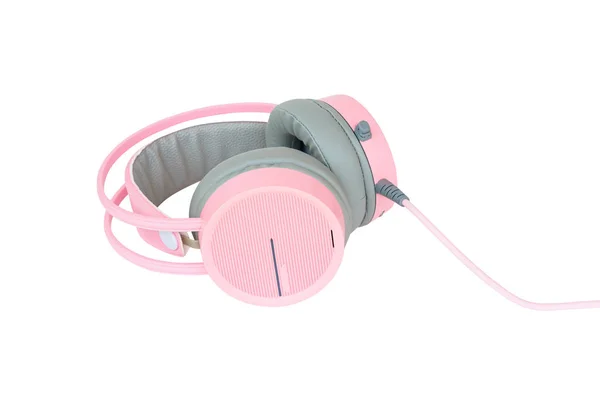 Auriculares Rosados Aislados Sobre Fondo Blanco — Foto de Stock