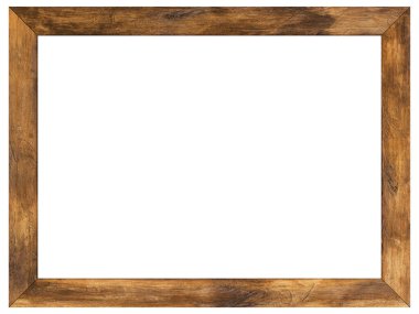 Beyaz arkaplanda izole edilmiş eski ahşap çerçeve.