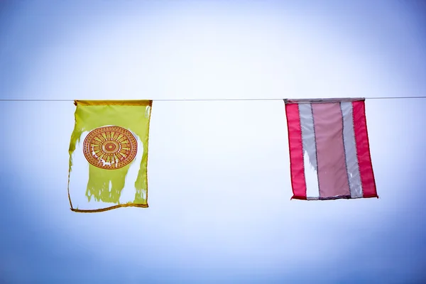 Buddhist flag and Thailand  flag