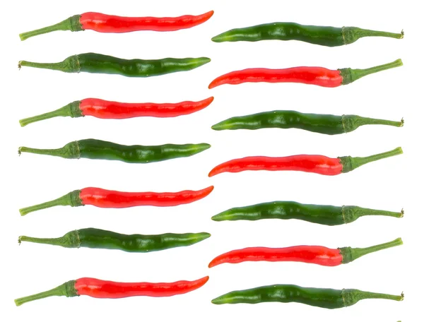 Red and green chili pepper on  white background — Stock Photo, Image