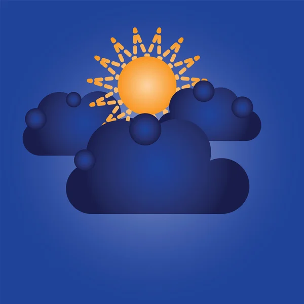 Vector sun with clouds background — Stock Vector