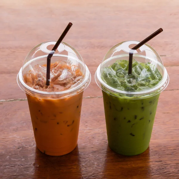 Iced Green tea and milk — Stock Photo, Image