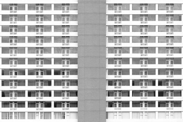 High rise modern building as pattern and background - Black and white
