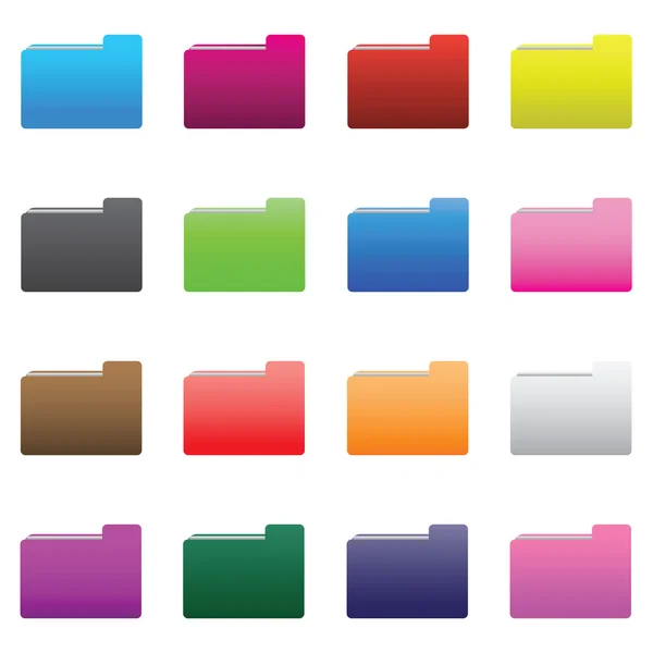 Set icone cartella colorata — Vettoriale Stock
