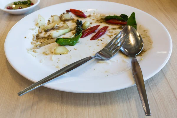 Sobras de comida do almoço — Fotografia de Stock