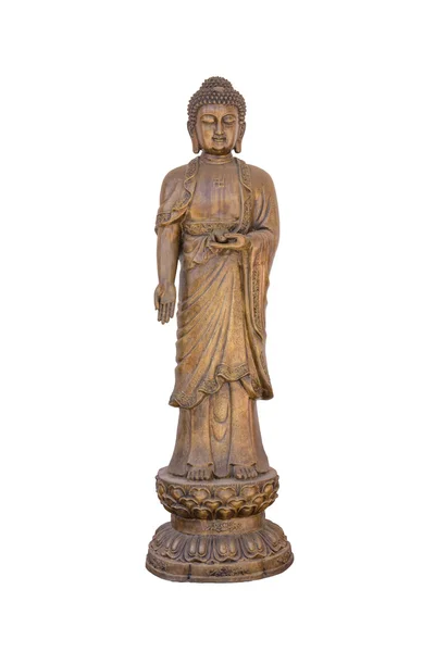 Metall staty av Buddha isolerad på vit — Stockfoto