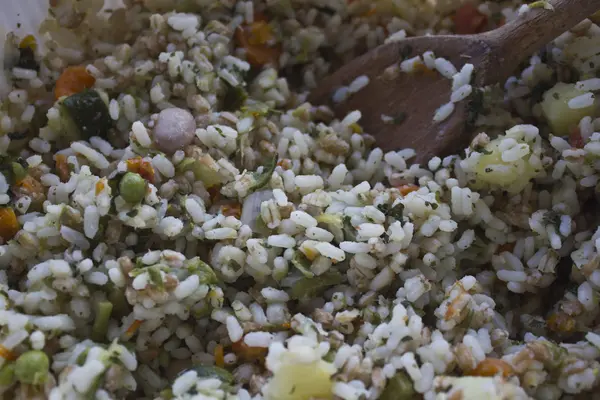 Reissalat mit Gemüse — Stockfoto