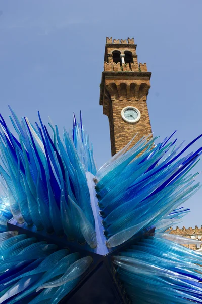 San Pietro Martire Bell Tower and glass sculpture — Stock Photo, Image