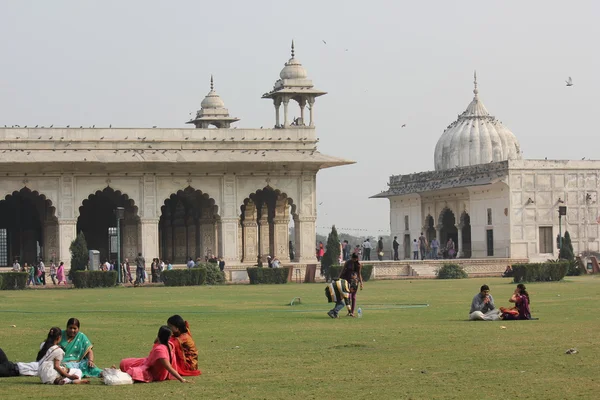 Indische mensen ontspannen op het gras — Stockfoto