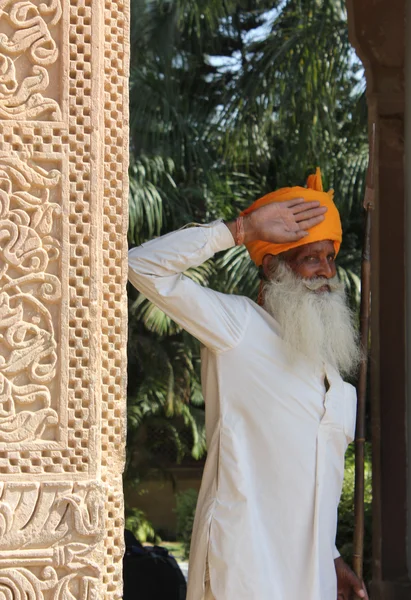 Indian man working as watchman — Stock Photo, Image