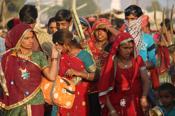 Indische meisjes met traditionele gekleurde saree — Stockfoto