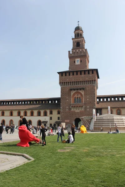 Castelo de Milão Sforza fachada interior — Fotografia de Stock