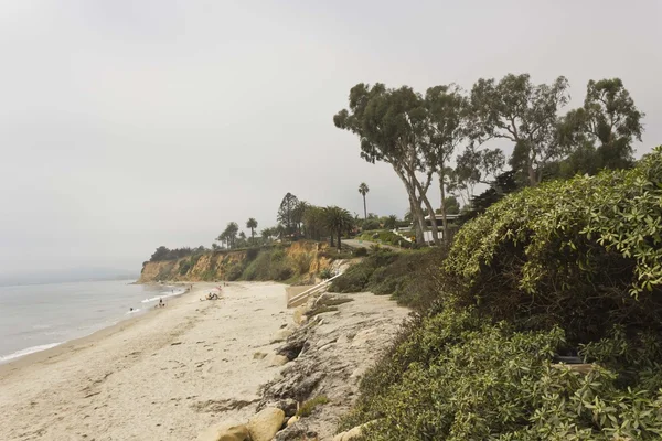 Weergave van Santa Barbara beach met haar palmen — Stockfoto