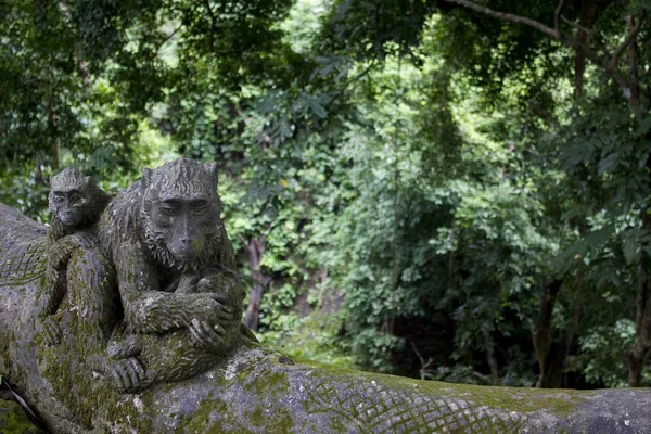 Statua małpa w święte Ubud Monkey Forest w Bali — Zdjęcie stockowe