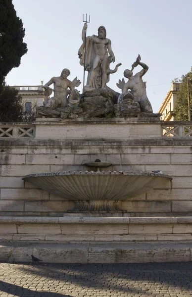 Fonte de Neptuno na Piazza del Popolo — Fotografia de Stock