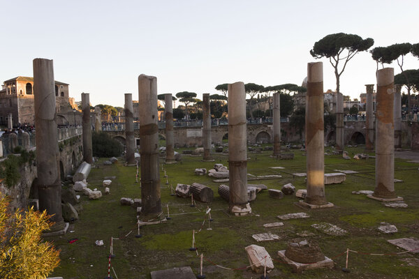 Ancient ruins behind the Trajan column