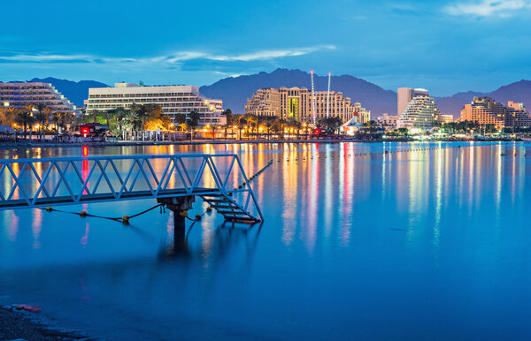 Before dawn at the central beach of Eilat, Israel