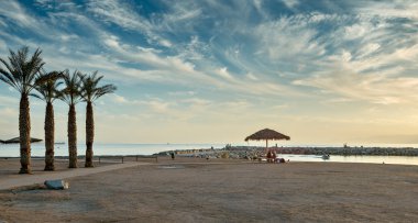 Merkez genel beach, Eilat gün batımında 