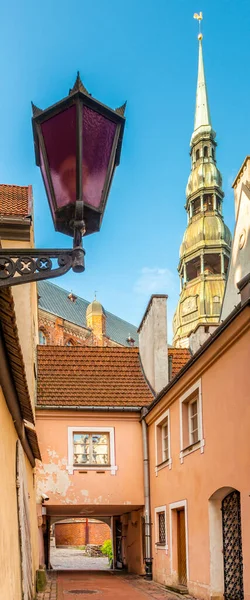 Alte Laterne Oder Straßenlaterne Mittelalterlichen Viertel Von Riga Lettland — Stockfoto
