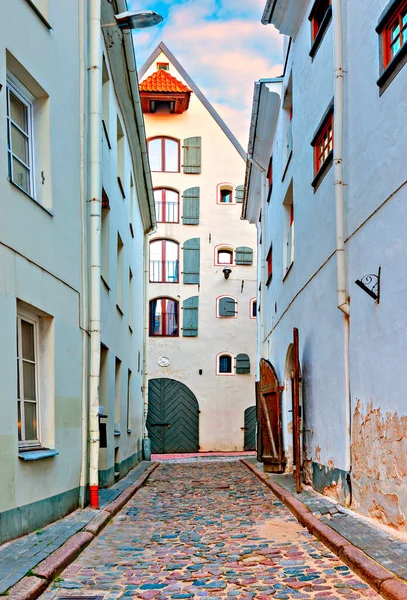 Bâtiments Médiévaux Les Anciens Dans Vieux Riga Capitale Lettonie Célèbre — Photo